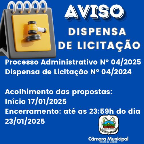 AVISO DISPENSA DE LICITAÇÃO Nº 04/2025